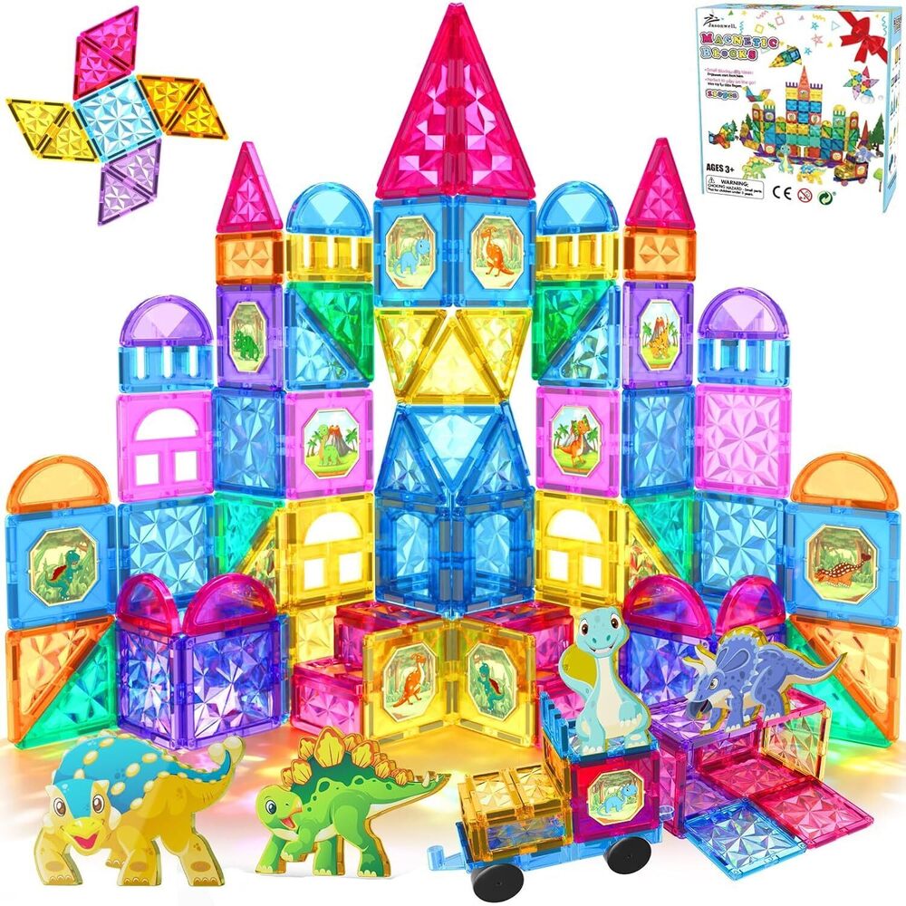 110PCS Magnetic Tiles Building Blocks Set for Boys Girls Preschool